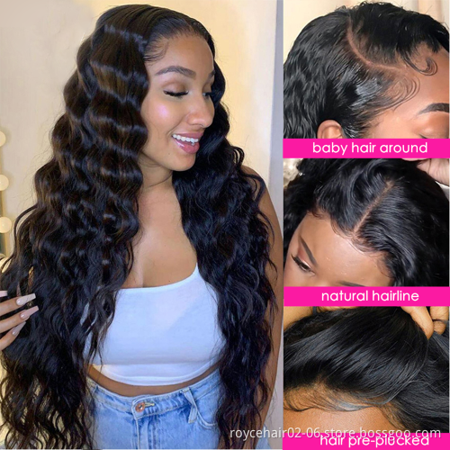 Cuticle Aligned Loose Wave Lace Closure Wigs Vendor, Cheap 10a Peruvian Curly Human Hair HD 4x4 Lace Front Wig For Women